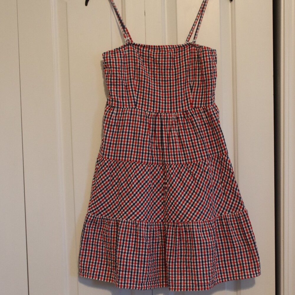 Jessica Simpson Red/White/Blue Gingham 100% Cotton Sundress Medium Summer